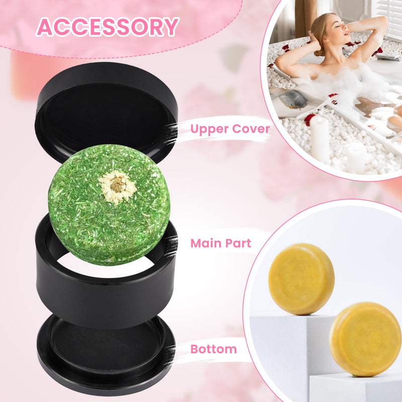 SanZaoGang 2.5inch Round Soap Shampoo Bar Mold, 3D Plastic Solid Bath Bomb Shower Steamer Press Molds for Making Shampoo Bars, Shower Steamers, Soaps, Bath Bombs, DIY Making Supplies (Round) - Image 2
