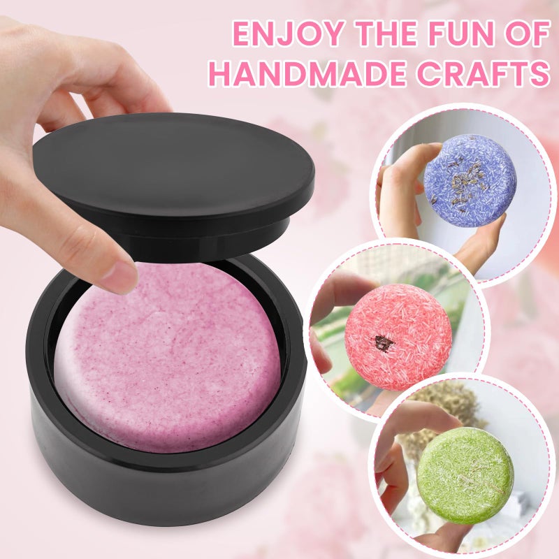 SanZaoGang 2.5inch Round Soap Shampoo Bar Mold, 3D Plastic Solid Bath Bomb Shower Steamer Press Molds for Making Shampoo Bars, Shower Steamers, Soaps, Bath Bombs, DIY Making Supplies (Round) - Image 5