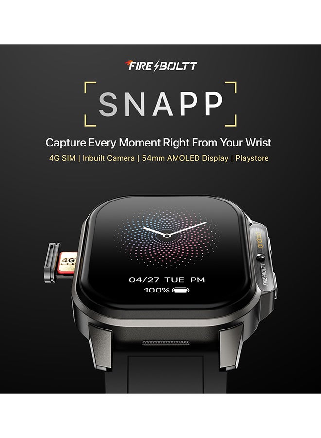 Fire-Boltt ساعة ذكية - فاير-بولت سناب، كاميرا سيلفي، فتحة شريحة نانو 4G، شاشة AMOLED بحجم 54.1 مم، متجر بلاي - تطبيقات غير محدودة، بطارية 1000 مللي أمبير، 2 جيجابايت/4 جيجابايت رام + 16 جيجابايت/64 جيجابايت روم (أسود عتيق) - Image 2
