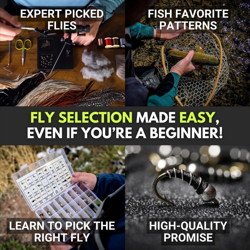VENTURES FLY CO. . | 40 Premium Hand Tied Fly Fishing Flies Assortment | Fly Box Included | Dry, Wet, Nymphs, Streamers, Wooly Buggers, Terrestrials | Trout, Bass Lure Set, Kit - Image 4