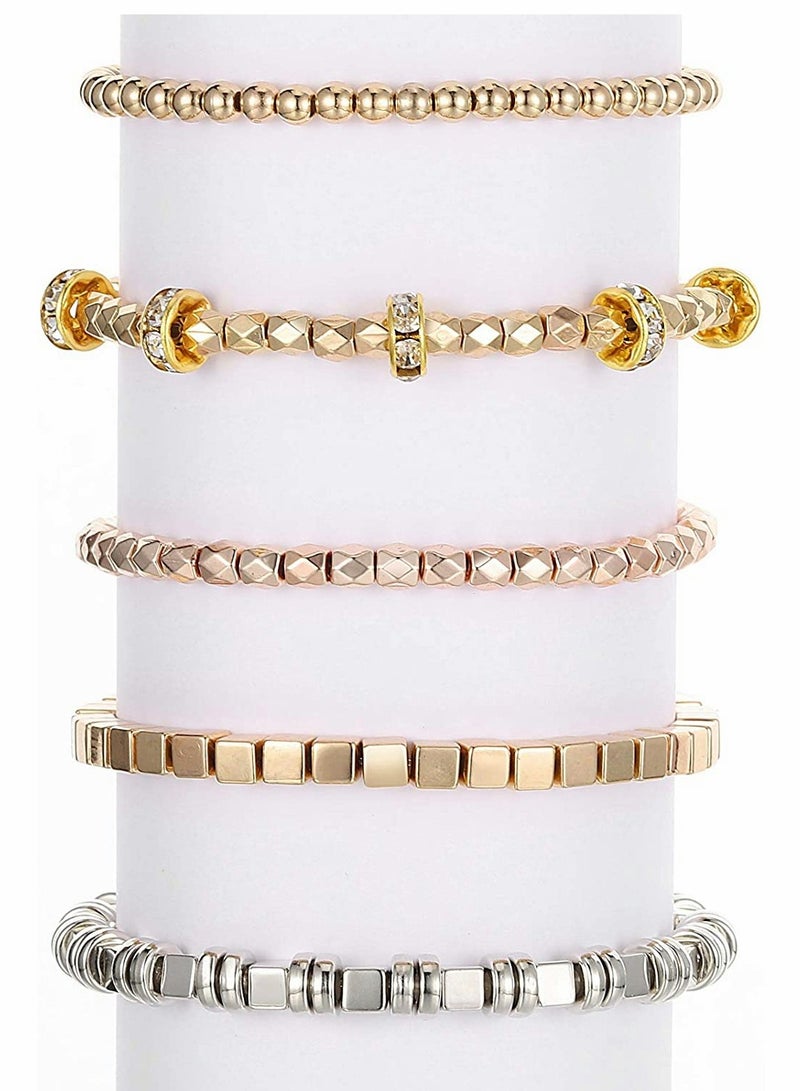 KASTWAVE CCB Beads, Round Square Spacer Beads, Faceted Cube Loose Beads, Diy Bracelet Necklace, Crystal Round Jewelry Charms, for Jewelry Making Diy Loose Beads, 5 Styles (Platinum, Gold, Rose Gold) - Image 4