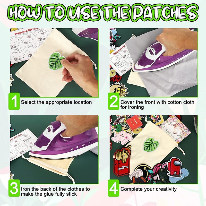 Daily Crafts Daily Crafts 9 pcs Retro Iron on Patches for Clothing Cute Iron on Knee Patches Boho Jean Patches Chenille Patches Vintage Patches Embroidered Applique for Kids Clothes DIY Backpack Shirts Pants - Image 3