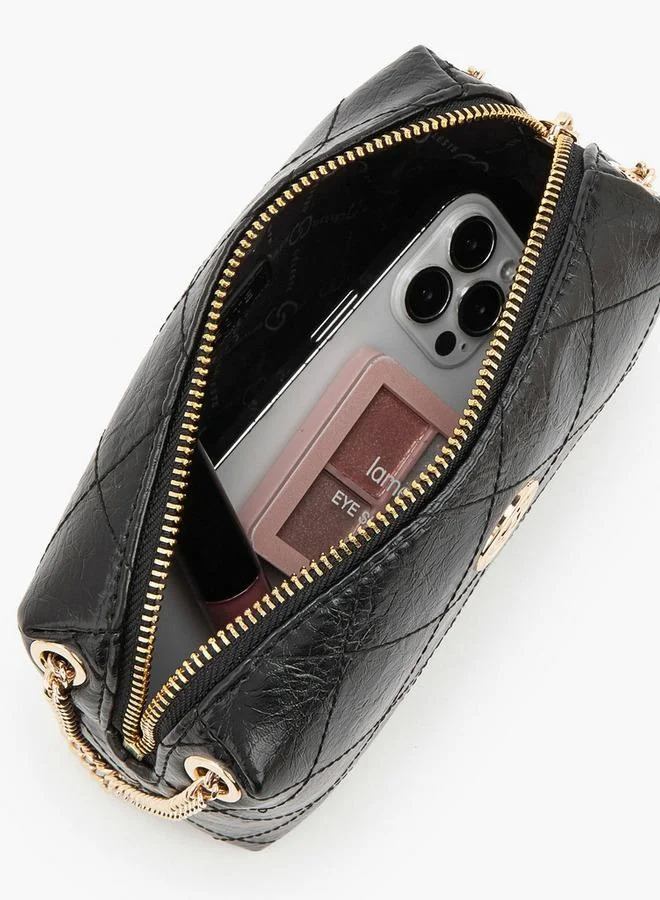 Celeste BLACK Quilted Suede Crossbody Bag With Chain Strap for Women | Best Price UAE