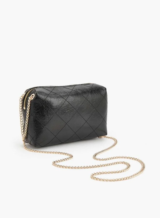 Celeste BLACK Quilted Suede Crossbody Bag With Chain Strap for Women | Best Price UAE