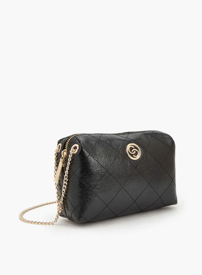 Celeste BLACK Quilted Suede Crossbody Bag With Chain Strap for Women | Best Price UAE