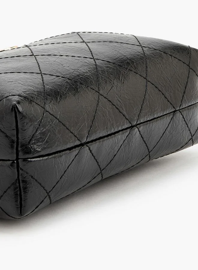 Celeste BLACK Quilted Suede Crossbody Bag With Chain Strap for Women | Best Price UAE
