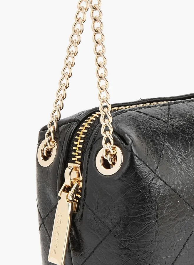 Celeste BLACK Quilted Suede Crossbody Bag With Chain Strap for Women | Best Price UAE