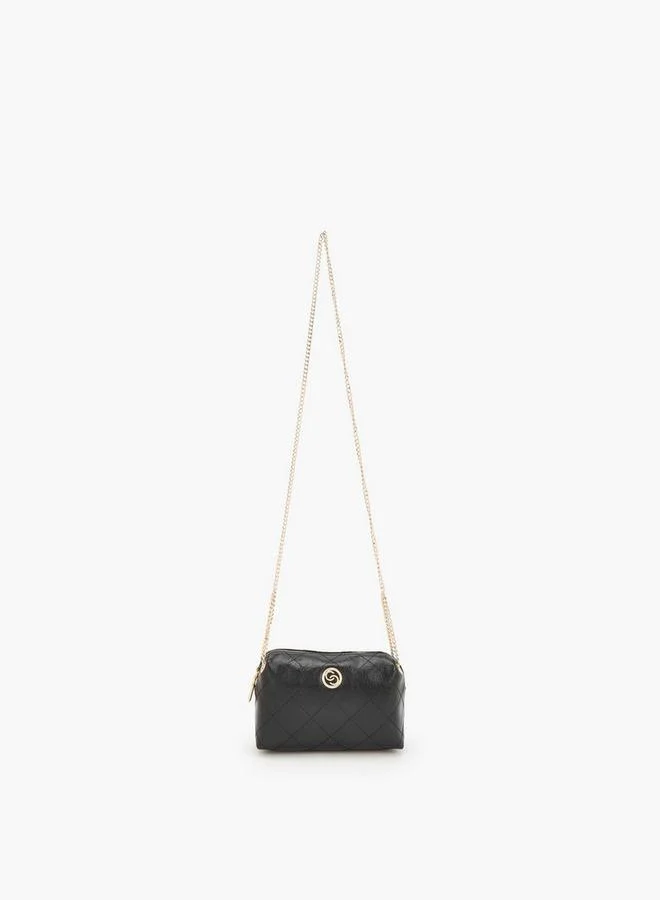 Celeste BLACK Quilted Suede Crossbody Bag With Chain Strap for Women | Best Price UAE