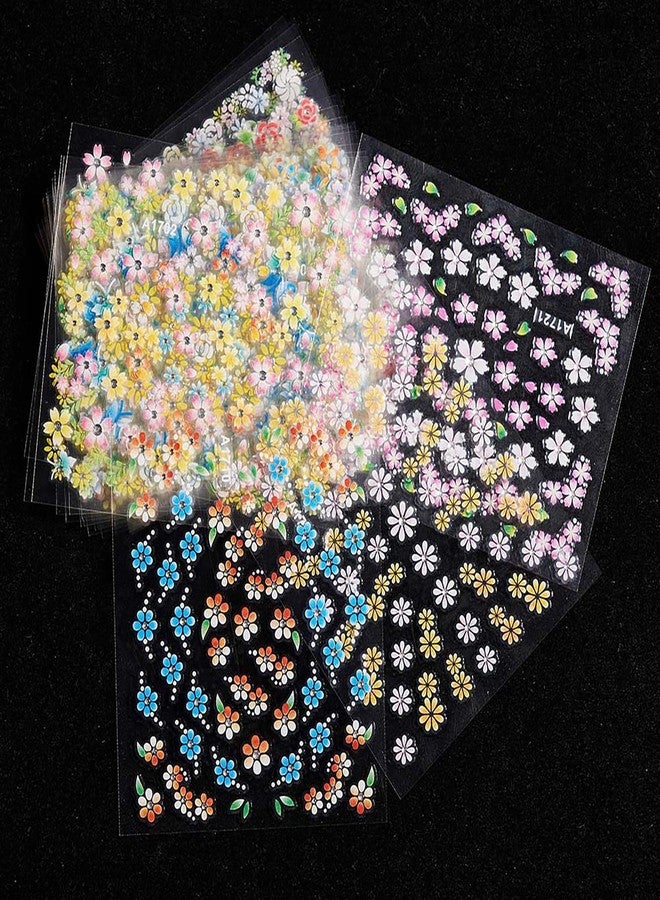 LYLYNB 24 Sheets Flower Nail Art Stickers Colorful Flowers Nail Decals Spring Nails Designs Cute Daisy Nail Stickers 3D Self Adhesive Nails Art Supplies Floral Sticker for Acrylic Nails DIY Manicure Decor - Image 5