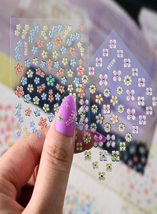 LYLYNB 24 Sheets Flower Nail Art Stickers Colorful Flowers Nail Decals Spring Nails Designs Cute Daisy Nail Stickers 3D Self Adhesive Nails Art Supplies Floral Sticker for Acrylic Nails DIY Manicure Decor - Image 4