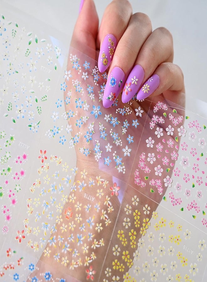 LYLYNB 24 Sheets Flower Nail Art Stickers Colorful Flowers Nail Decals Spring Nails Designs Cute Daisy Nail Stickers 3D Self Adhesive Nails Art Supplies Floral Sticker for Acrylic Nails DIY Manicure Decor - Image 3
