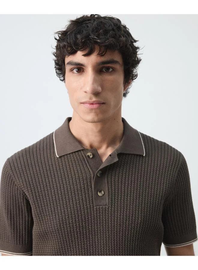 Mango Man  Fine-knit herringbone polo shirt for Men | Best Price UAE
