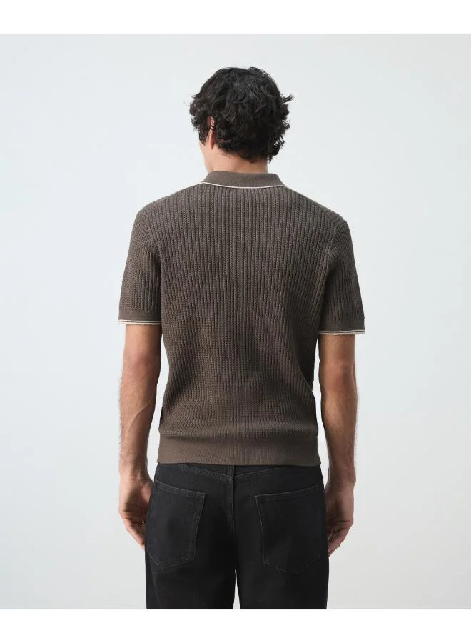 Mango Man  Fine-knit herringbone polo shirt for Men | Best Price UAE