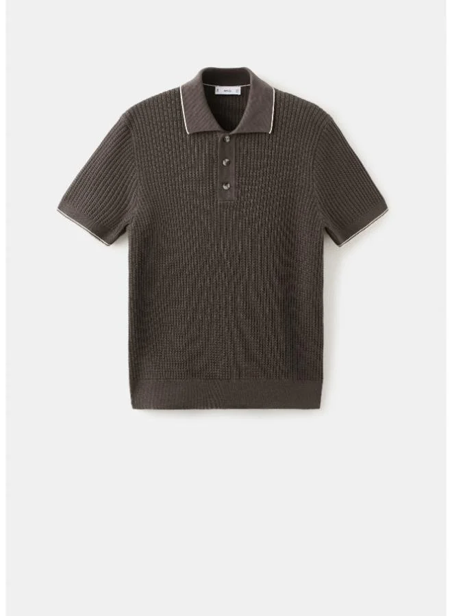 Mango Man  Fine-knit herringbone polo shirt for Men | Best Price UAE