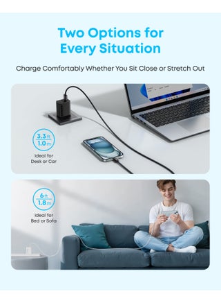 Anker Zolo USB to USB C Cable, Seamless CarPlay Connection, 1M Durable and Braided Type C Fast Charging Cable, Premium Look with Slim Connector, For iPhone 17/16 Series, iPad Pro, and More - view 5
