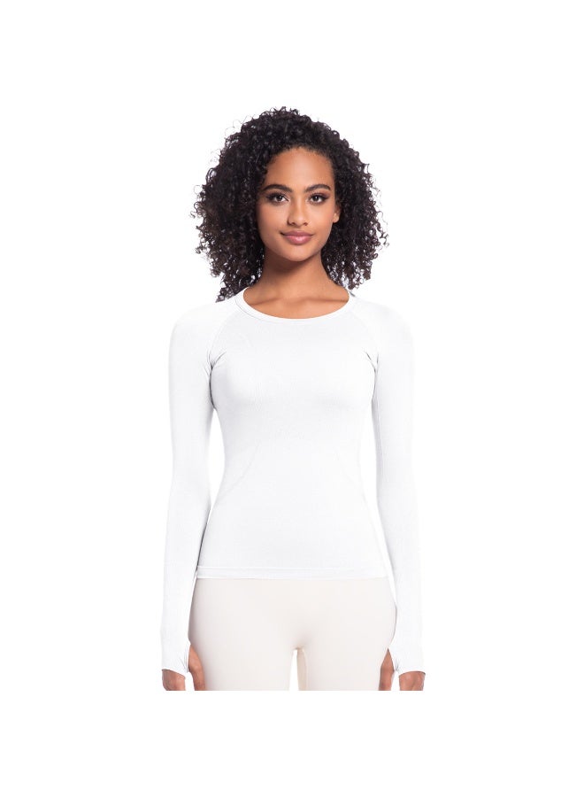 Seamless Yoga Shirts Women's Gym Crew Neck Long Sleeve Fitness Tops Workout Clothes Sportswear High Stretchy Running T-shirts - Image 2