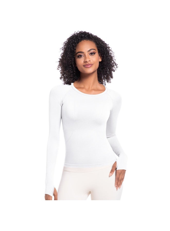 Seamless Yoga Shirts Women's Gym Crew Neck Long Sleeve Fitness Tops Workout Clothes Sportswear High Stretchy Running T-shirts - Image 1