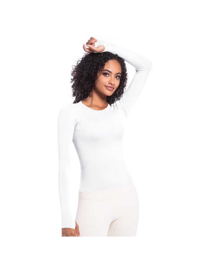 Seamless Yoga Shirts Women's Gym Crew Neck Long Sleeve Fitness Tops Workout Clothes Sportswear High Stretchy Running T-shirts - Image 3