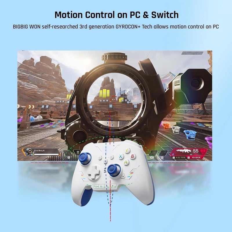 كاست ويف وحدات تحكم للكمبيوتر الشخصي، وحدات تحكم لاسلكية Rainbow 2 SE مع التحكم بالحركة، مشغل تأثير هول، محول تناظري رقمي 12 بت، 3 مجموعات من عصي التحكم، لوحة اتجاهات 4 اتجاهات و8 اتجاهات، تطبيق، وحدة تحكم لـ Switch/PC/Android/iOS - Image 3