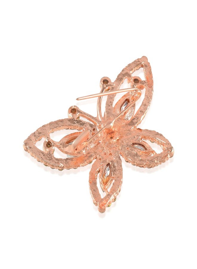 Superstore18 Brass Rose Gold plated Imitation Diamond Butterfly design stylish Saree, Dupatta, dress pin, Men brooch Women Girls (SST3721SPDM) - Image 4
