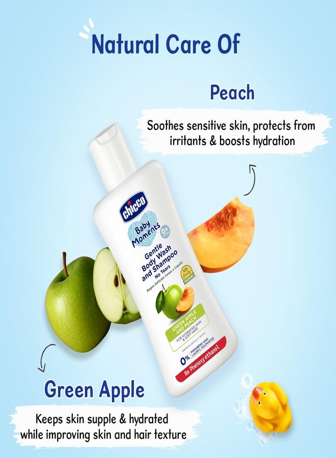 Chicco Baby Moments Gentle Bodywash & Shampoo with Green Apple & Peach, 200ml | Head-to-Toe | No Tears Formula | Hydrated Skin & Hair | Dermatologically Tested | Parabens & Phenoxyethanol Free - Image 4