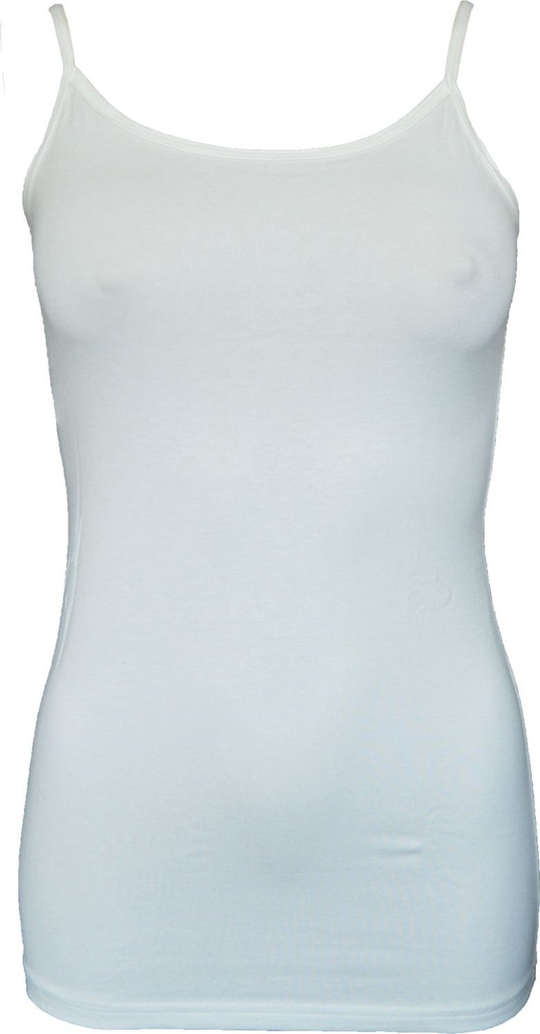 Malabadi Women's Ecru Adjustable Rope Strap Long Modal Tank Top 144 