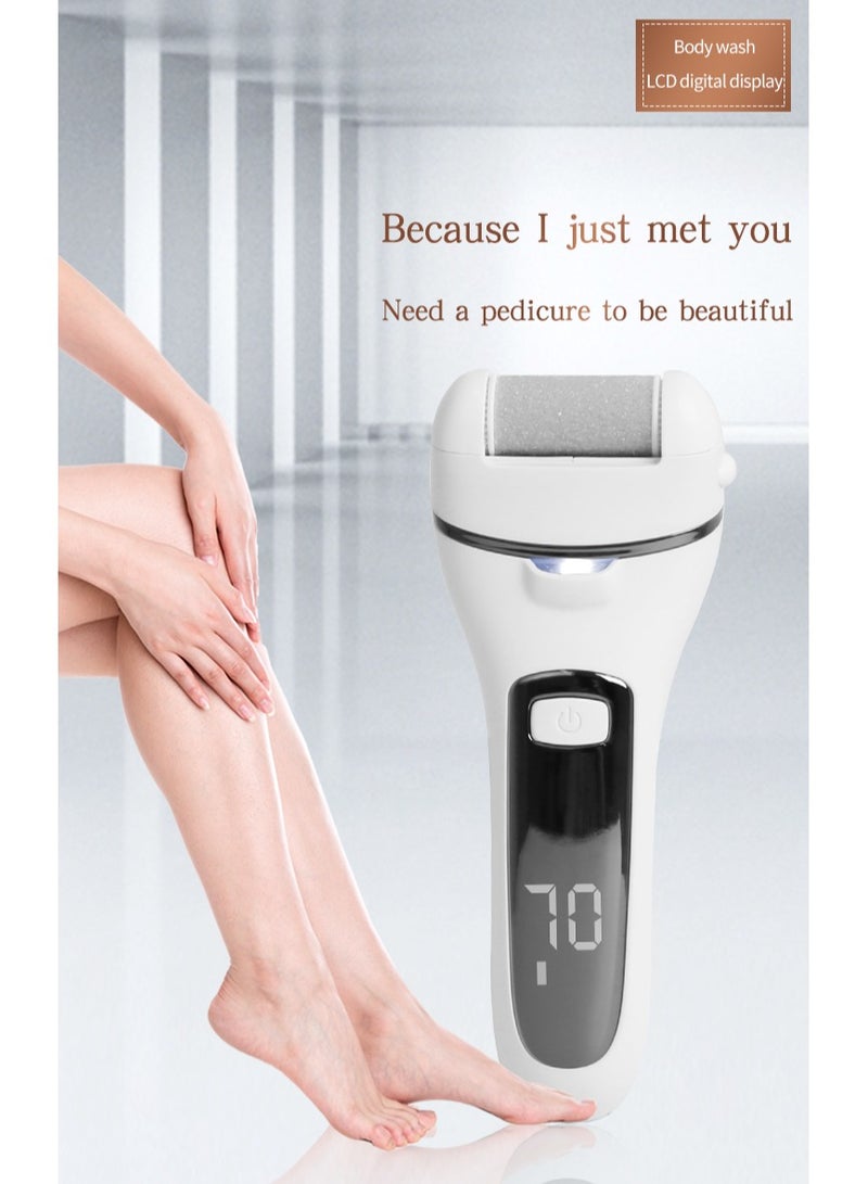 13 in 1 Electric Foot Scrubber to Remove Dead Skin with 3 Roller Heads 2 Speed & Battery Display for Pedicure Kit,White - Image 2