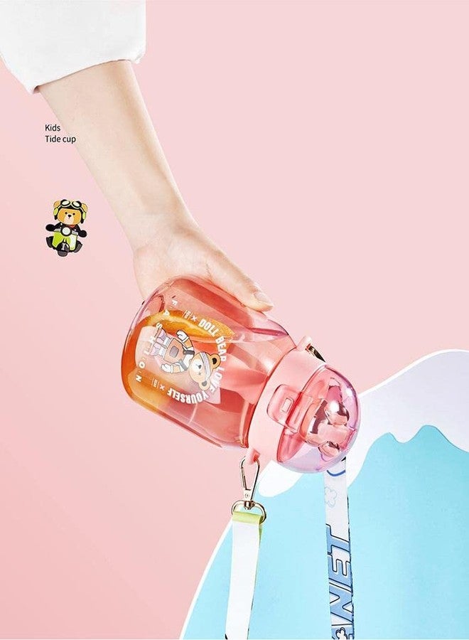 Mayatra's School Sipper Water Bottle for Kids - Tritan Water Bottle with Straw and Adjustable Strap for Kids, Cute Cartoon Themed Water Bottle for Boys and Girls (600 ML) (Blue) - Image 3