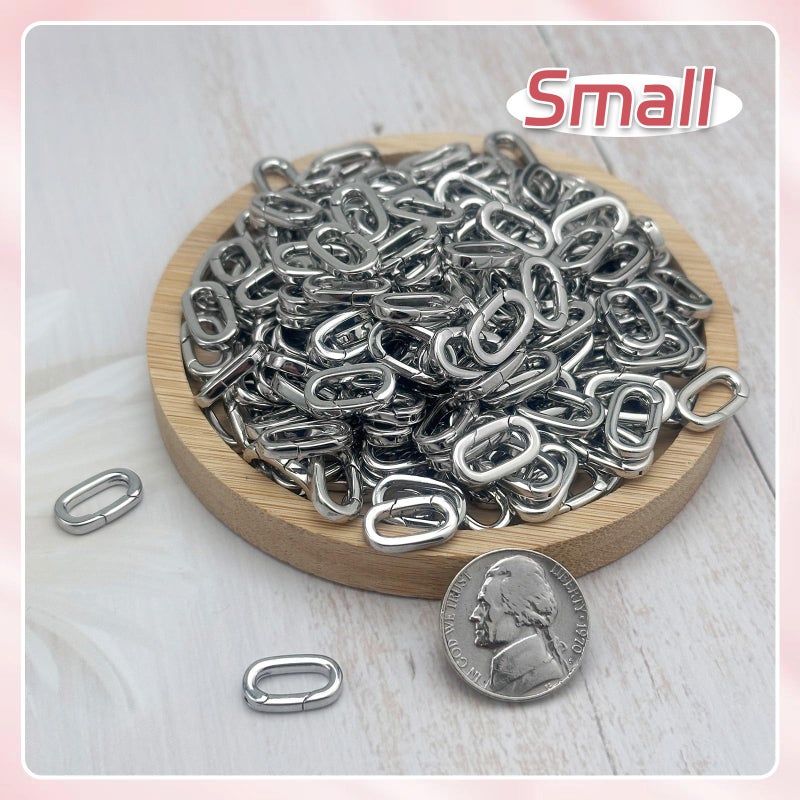 Ofiuny 10Pcs Oval Clasp Carabiner Necklace Clasps and Closures, Spring Ring Clasp Pearl Necklace Enhancer Connector for Jewelry Bracelet Making - Image 2