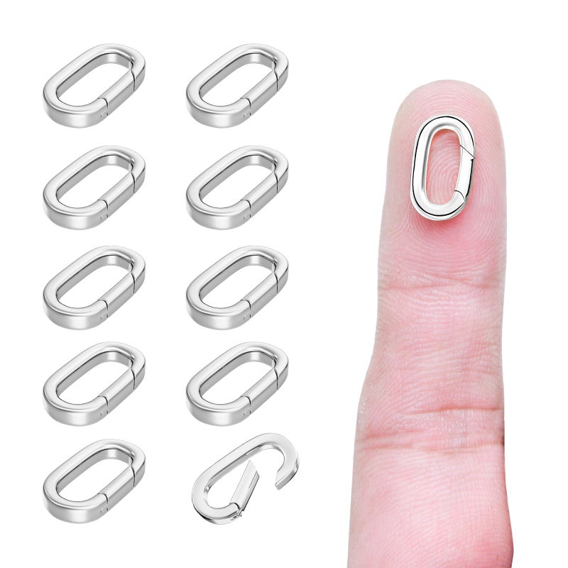 Ofiuny 10Pcs Oval Clasp Carabiner Necklace Clasps and Closures, Spring Ring Clasp Pearl Necklace Enhancer Connector for Jewelry Bracelet Making - Image 1