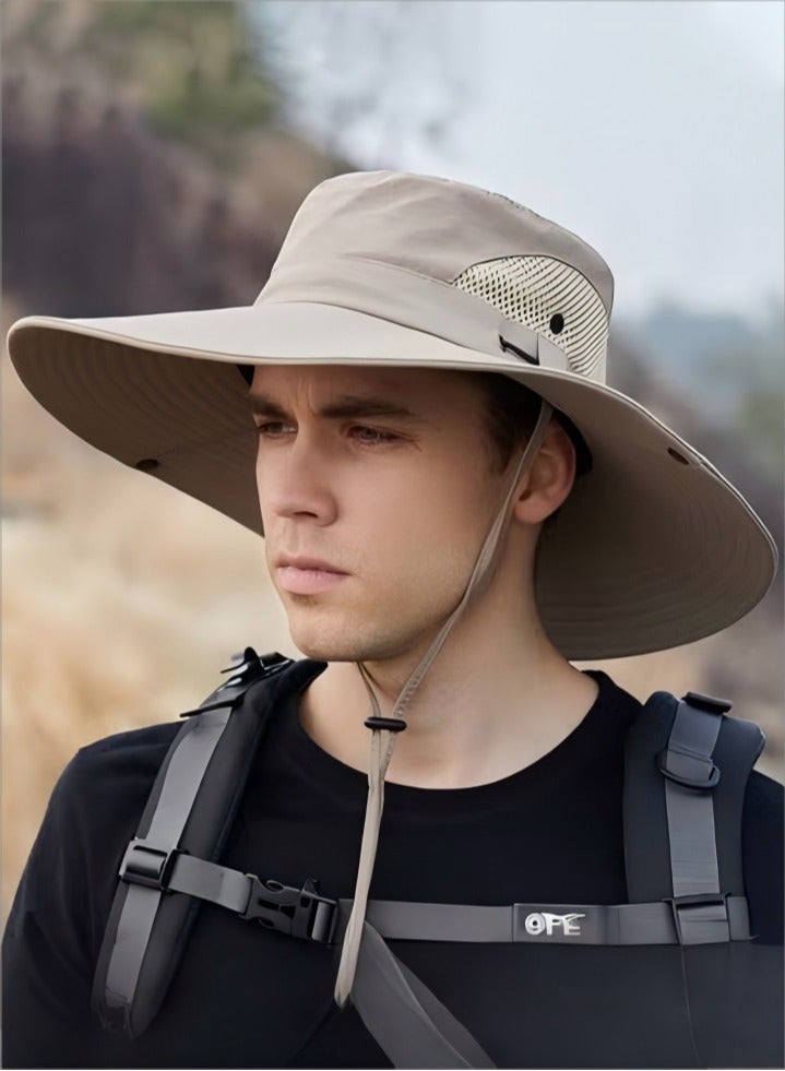 Sun Hats,UPF 50+ Waterproof Mesh Wide Brim Bucket Fishing Hat ,Summer Hat with Large Brim Sunshade outdoor Hat Mountaineering Sun Protection Breathable Sun Hat - Image 1
