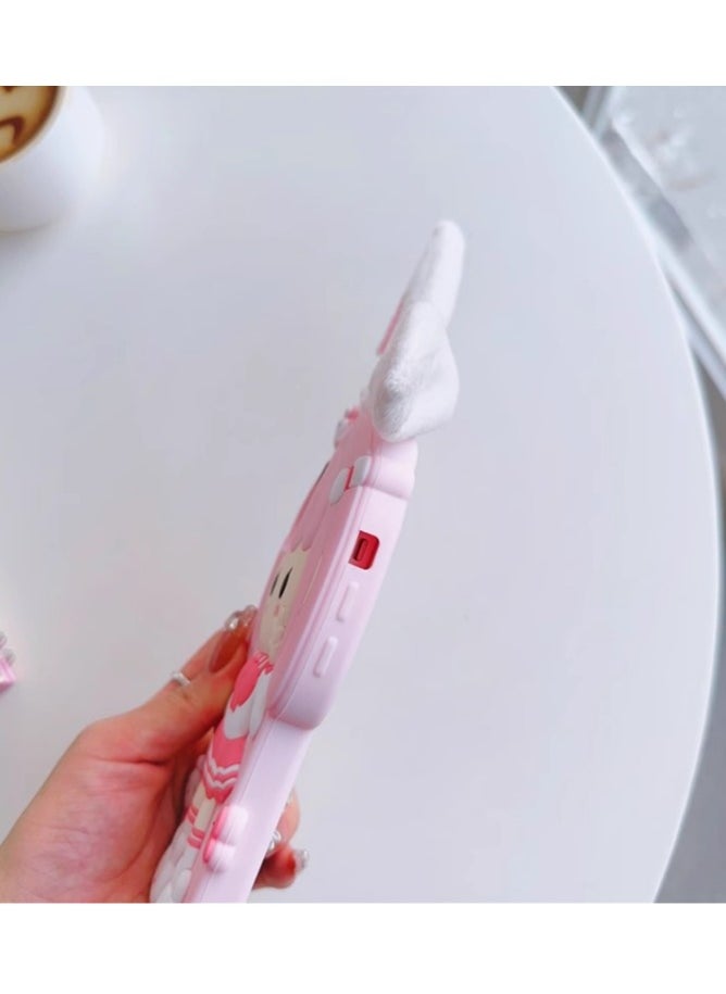 Generic - Silicone case Bunny ears pink skirt girl beautiful girl suitable for I Phone 14 pro max  mobile phone caseo - Image 1