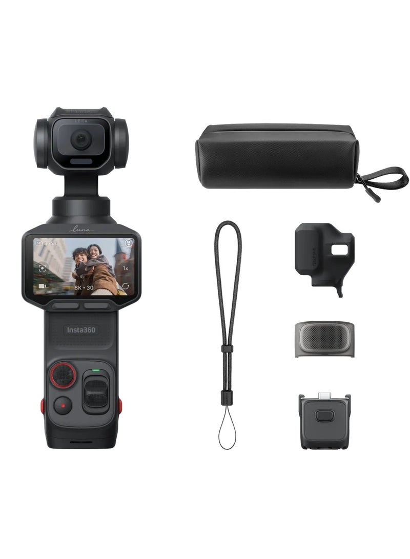 Insta360 Luna Pro 8K Gimbal Camera Standard Bundle | Single Leica Lens, 1" 8K Sensor, 3-Axis Stabilization, Detachable 2" OLED Screen, 4x Zoom, 47GB Memory - Cosmic Black - Image 1