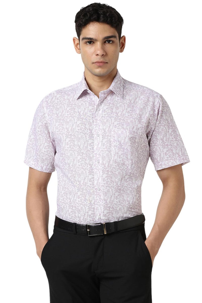 Van Heusen Men's Regular Fit Shirt (VHSHFCUBA21219_Lilac - Image 1