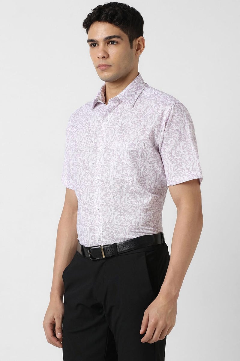 Van Heusen Men's Regular Fit Shirt (VHSHFCUBA21219_Lilac - Image 2
