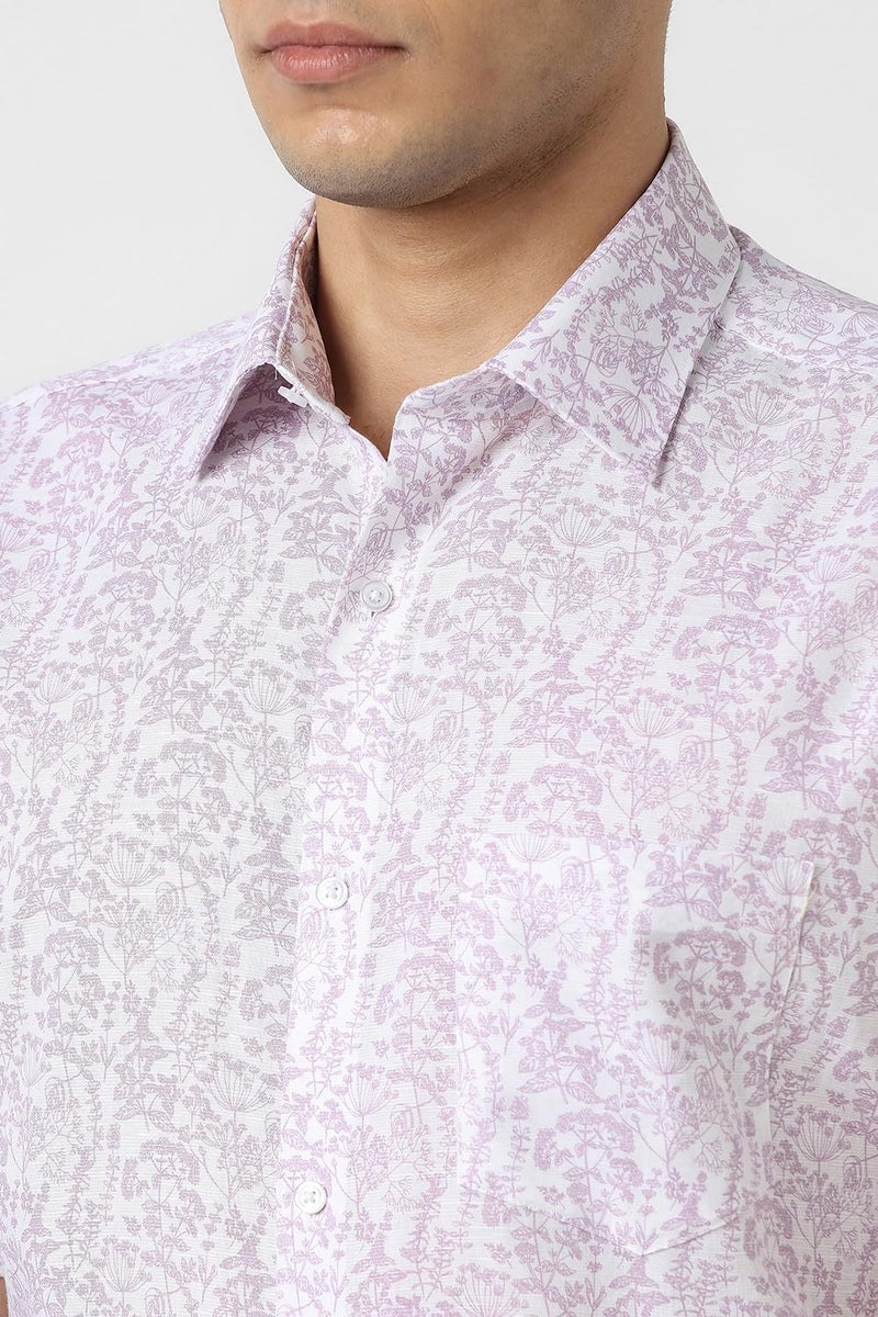 Van Heusen Men's Regular Fit Shirt (VHSHFCUBA21219_Lilac - Image 4