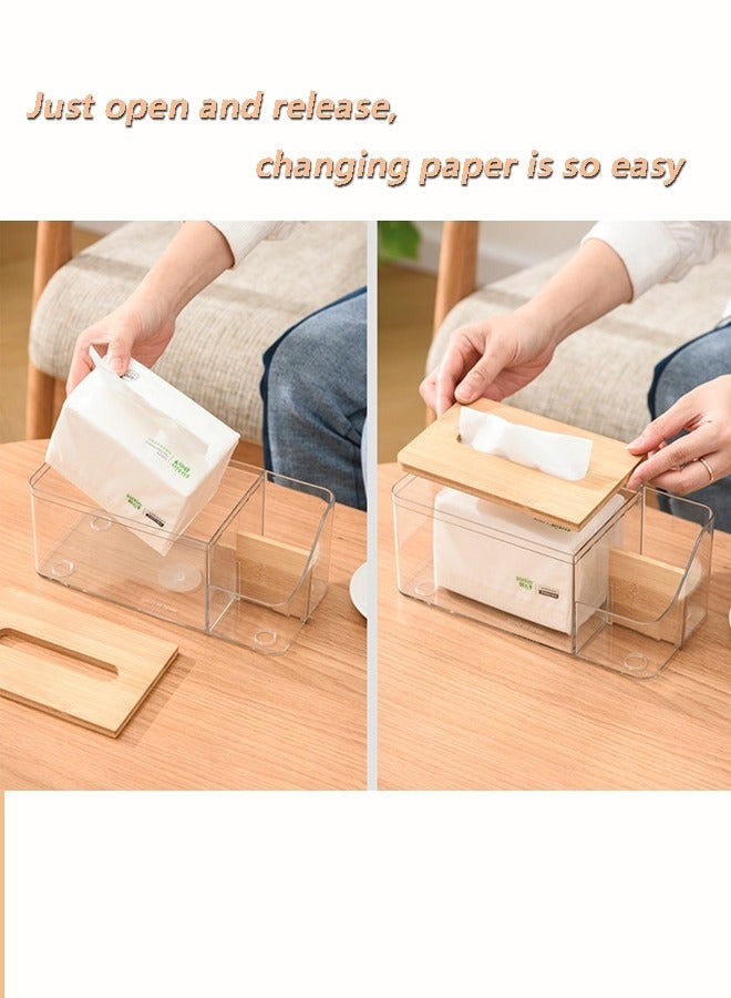 Wood Tissue Box Cover for Disposable Paper Facial Tissues, Wooden Rectangular Holder Storage on Bathroom Vanity, Countertop, Bedroom Dresser, Night Stand, Desk(Brown) - Image 4