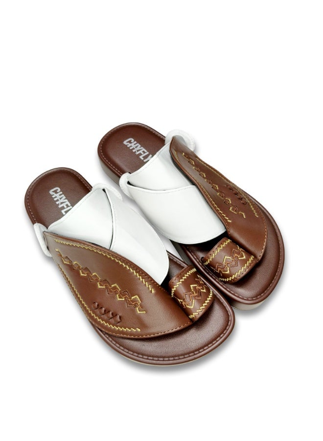 Men Fashion Slip On Slippers Embroidery Splicing Footwear - Image 1