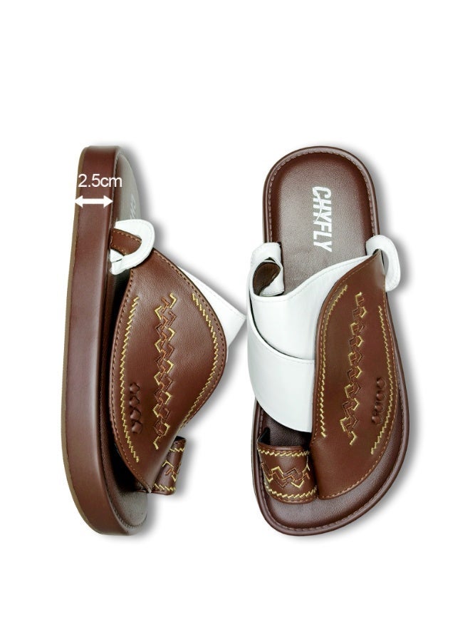 Men Fashion Slip On Slippers Embroidery Splicing Footwear - Image 4