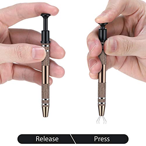 Mudder 4 Pcs 4 Claw Pearl Grabber Jeweler's Pick up Tool 4 Prongs Stainless Steel Piercing Ball Grabber for Small Parts Diamond Ic Chip Electronic Components Nail Clamping Gem(Brown) - Image 5