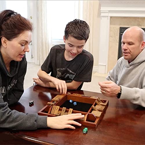 WE Games Shut The Box Board Game Classic 4 Player Wooden Table Top Dice Game for Family Game Night Natural Wood 14 in 10 Numbers Classroom Play or Bar Fun for Adults - Image 5