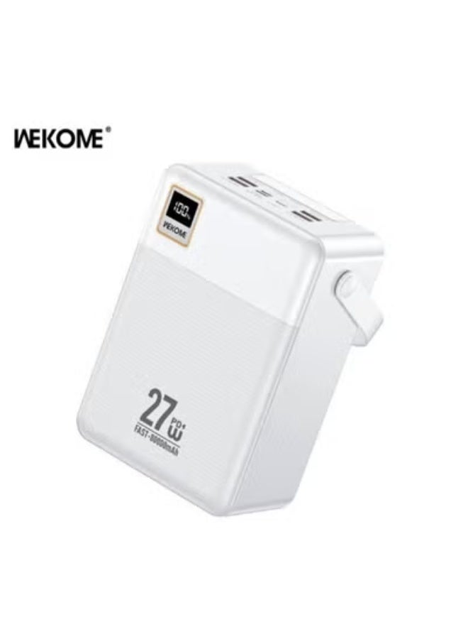 ويكومي WP-99 Power Bank | 80,000mAh Super High Capacity External Battery Pack | Dual USB Fast Charging Portable Charger with LED Digital Display | Long-Lasting Multi-Device Power Bank for Travel, Emergency & Outdoor Use – White - Image 1