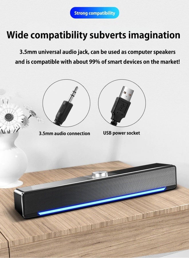 صدى شريط صوت تلفاز LED بمنفذ AUX سلكي لاسلكي مكبر صوت بلوتوث نظام مسرح منزلي صوت محيط شريط صوت مثالي للتلفاز وأجهزة الكمبيوتر والحواسيب - Image 5