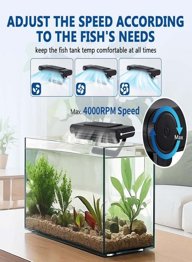 BAOSHISHAN Aquarium Chiller Fan, Powerful Fish Tank Cooler with Light, Adjustable Wind Speed & Brightness, Super Quite Fan for Axolotl Coral Fish Tank - Image 3