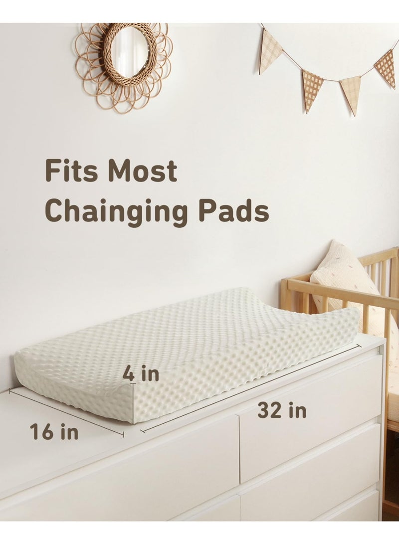 Babebay Babebay Changing Pad Cover, Ultra Soft Minky Dots Plush Changing Table Covers for Baby Boys and Girls, Breathable, 2 Pack (Peach Pink & Lily White)  - Image 2