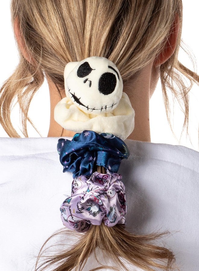 Disney The Nightmare Before Christmas Scrunchie Set Hair Ties Hair Accessories For All Hair Types 3 Piece Set | Pain-Free Removal For Braids Ponytails - Image 1