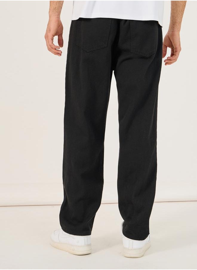 Styli Solid Mid Rise 5-Pocket Relaxed Fit Jeans  - Image 4