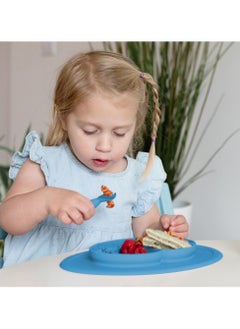 ezpz Mini Baby Feeding Set - Baby Led Weaning - 100% Silicone Silicone Baby Feeding Set, Plate, Fork & Spoon For Infants + Toddlers - Sienna  - Image 4