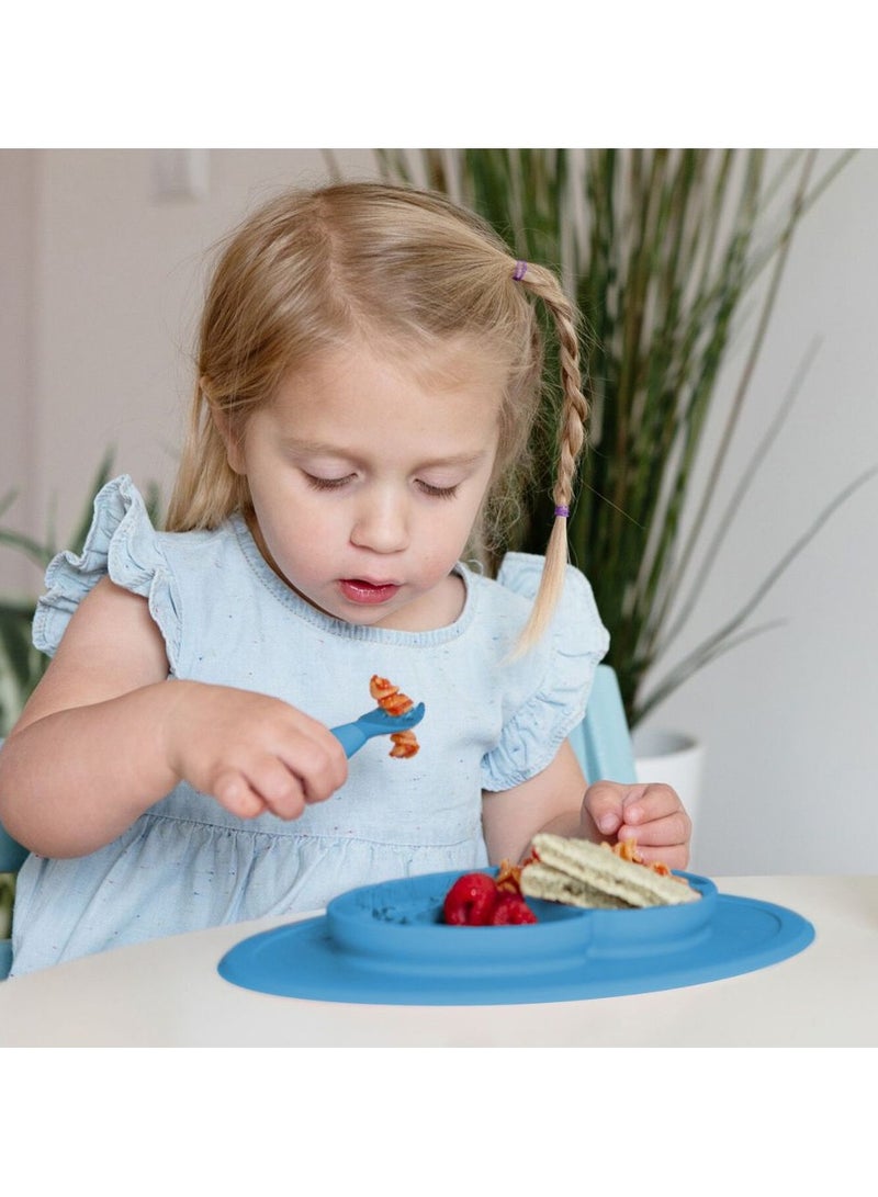 ezpz Mini Baby Feeding Set - Baby Led Weaning - 100% Silicone Silicone Baby Feeding Set, Plate, Fork & Spoon For Infants + Toddlers - Sienna - Image 4