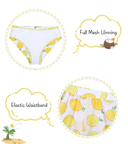 Vogseek Girls Swimsuits Size 12 14 Teens Summer 3pcs Bikini Bathing Suits 13 14 Year Old Junior Cute Yellow Lemon Tankini Swim Suits with Mesh Cover ups Long Pant Teen Quick Dry Swimming Wear for Holiday - Image 4